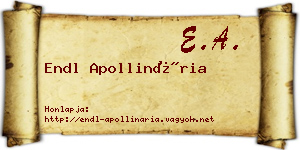 Endl Apollinária névjegykártya